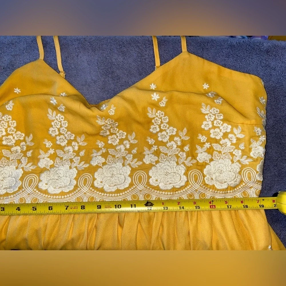 Savanna Jane Marigold Yellow Dress White Floral Embroidery Size 1X